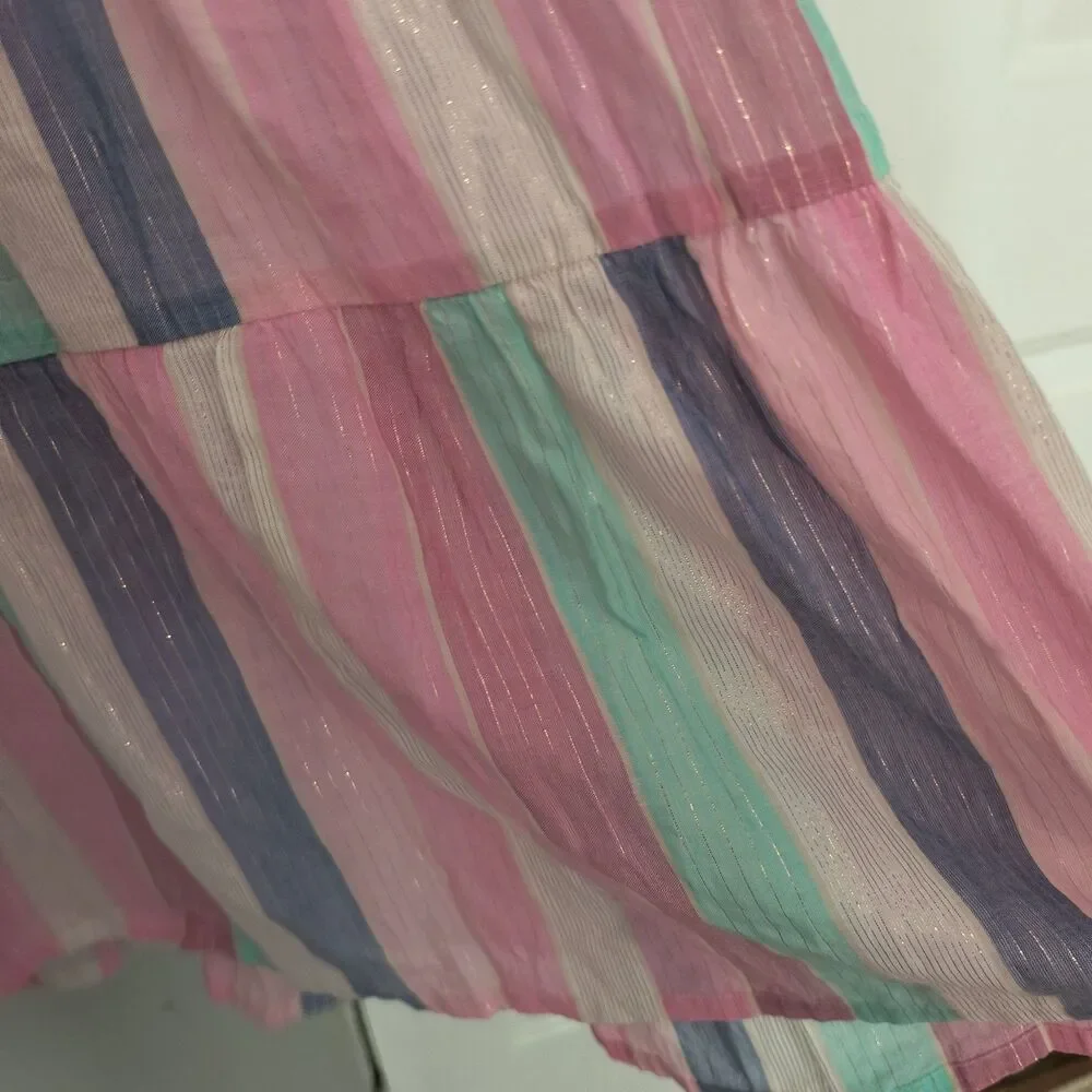J.Crew Dress NEW 3X Pink Multi Ruffle Shimmer Beach Tiered Metallic Swim Coverup
